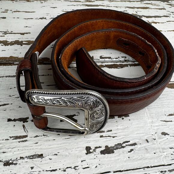 3D Belt Company Brown Genuine Leather Belt Made in Dominican Republic Size 44 - Picture 11 of 16